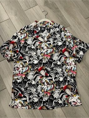 Men’s Ed Hardy Tattoo-Print Short Sleeve Shirt Size XL